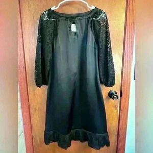 Alice & Trixie 3/4 sleeve black lace dress with ruffle detail